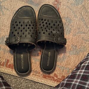 Musse & Cloud Black Perforated Leather Slide Mules